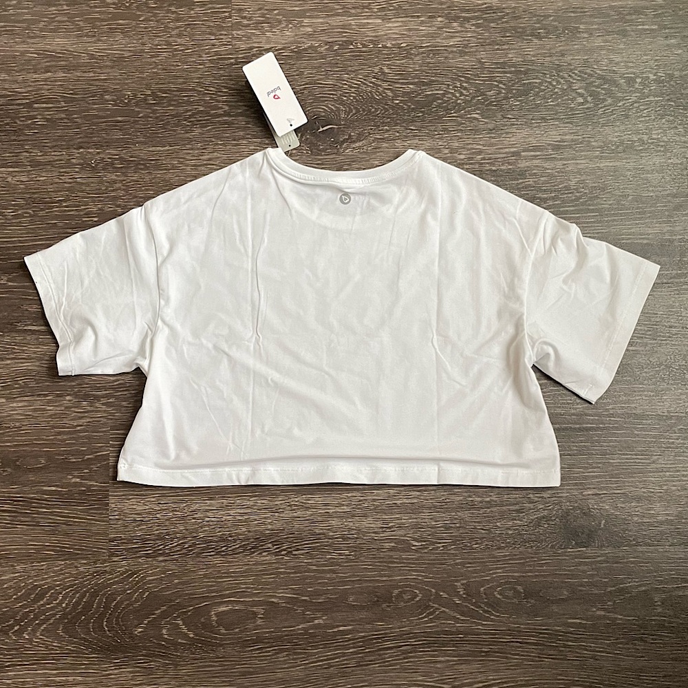 NWT! BALEAF Women's Pima Cotton Crop Workout Athletic T-Shirt - White